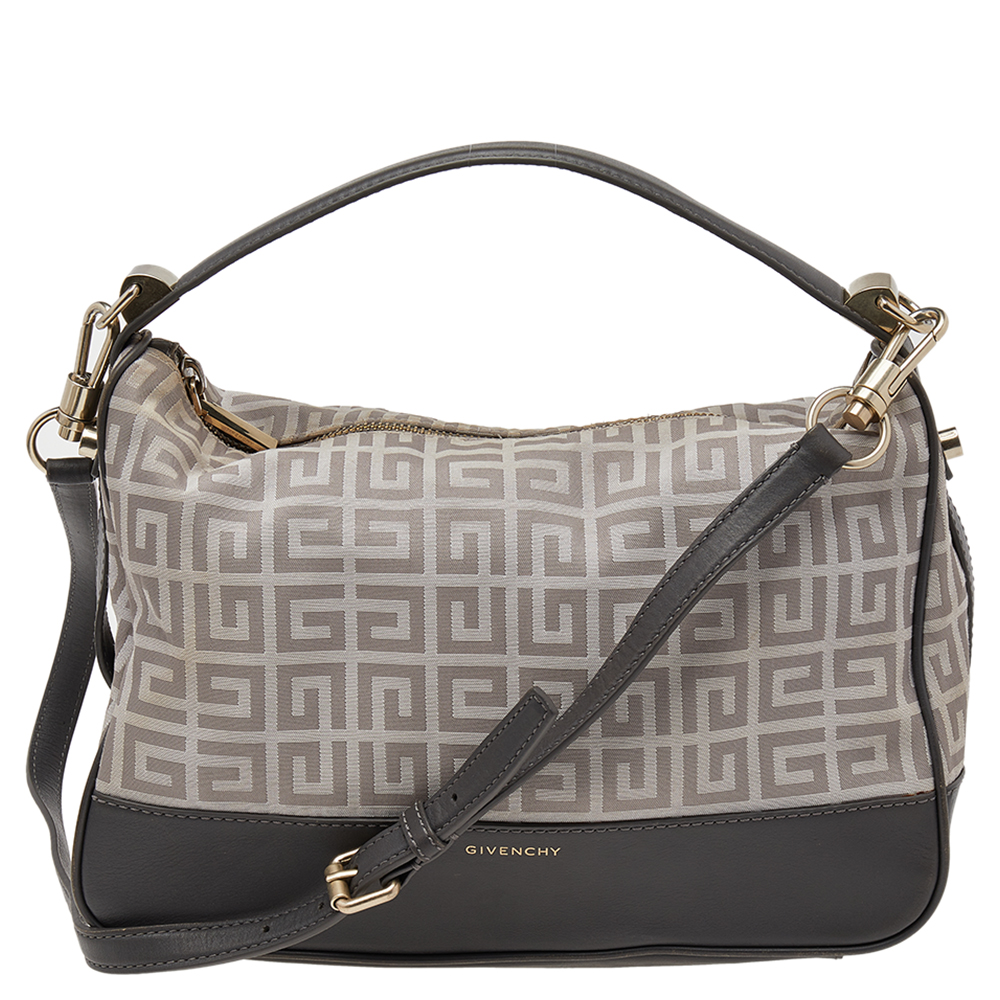 Givenchy Beige/Grey Monogram Canvas And Leather Hobo